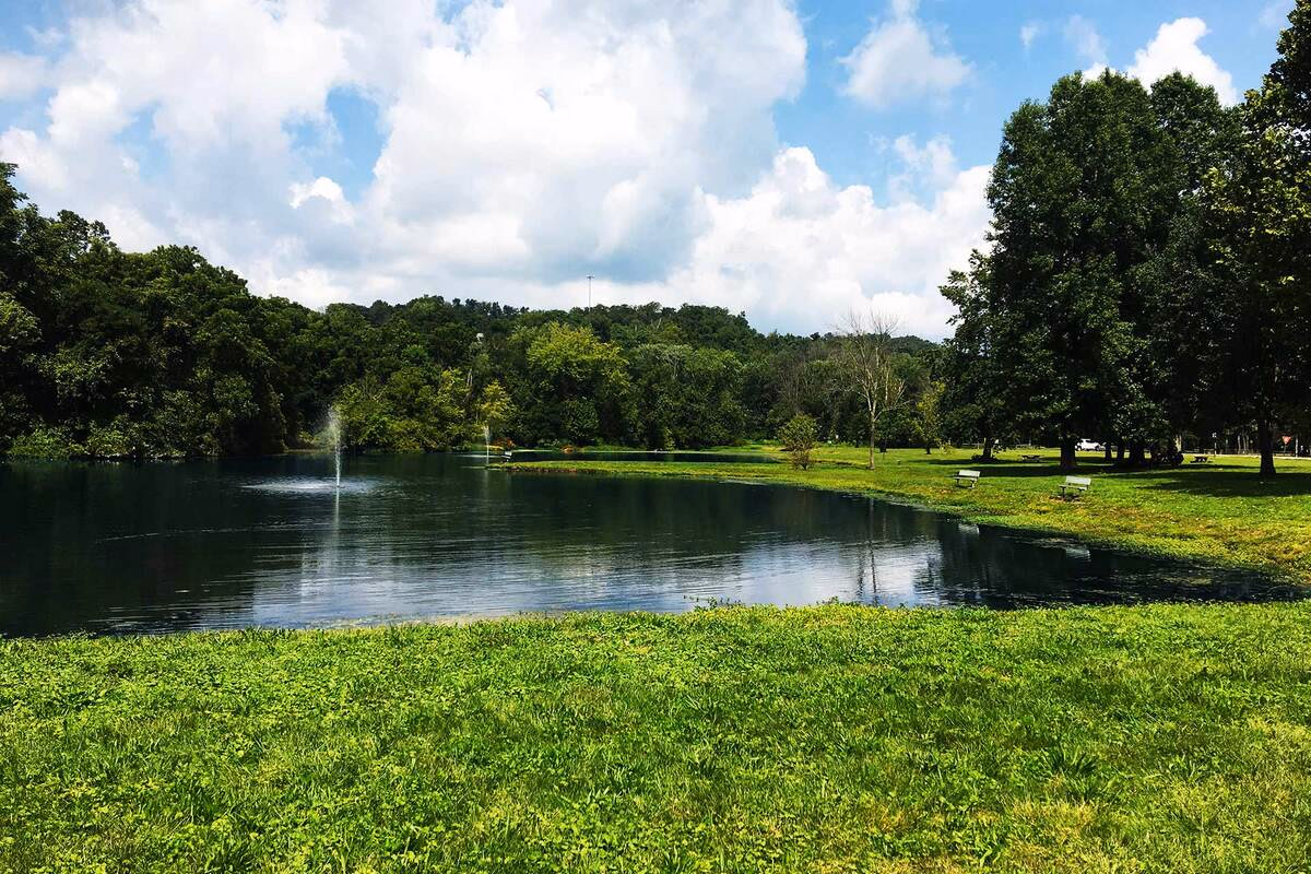 Pond, lawn, and open sky in the Mid-Ohio Valley