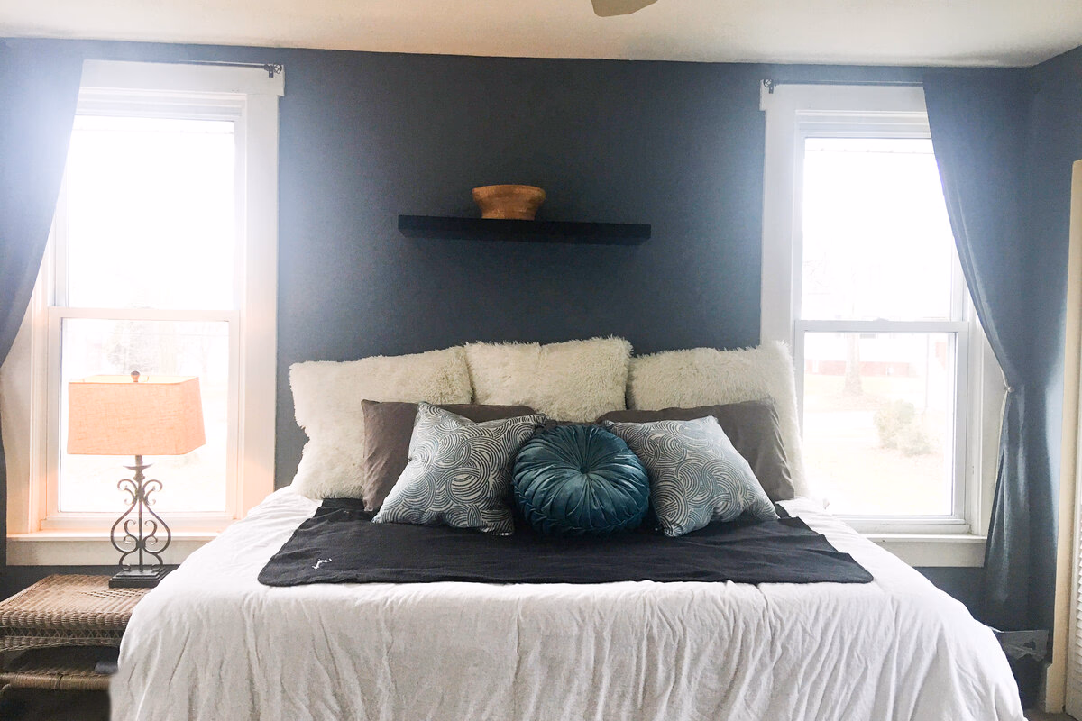 Bright furnished bedroom in a current SILK Homes property