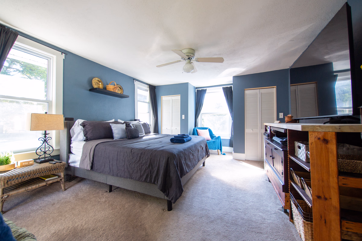 Blue bedroom detail from a real SILK Homes property